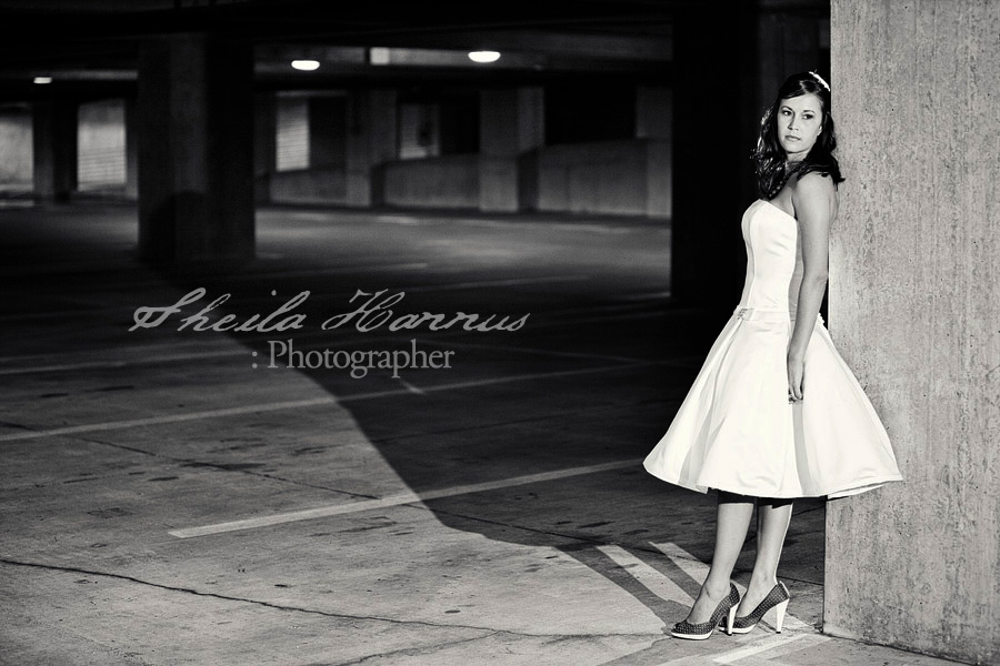 destination bridal portrait parking garage